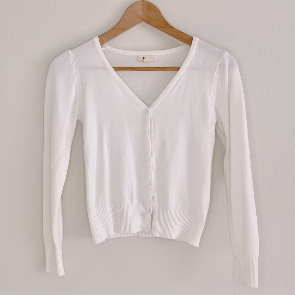 Fitted White Cardigan, 90s/y2k, Sz S